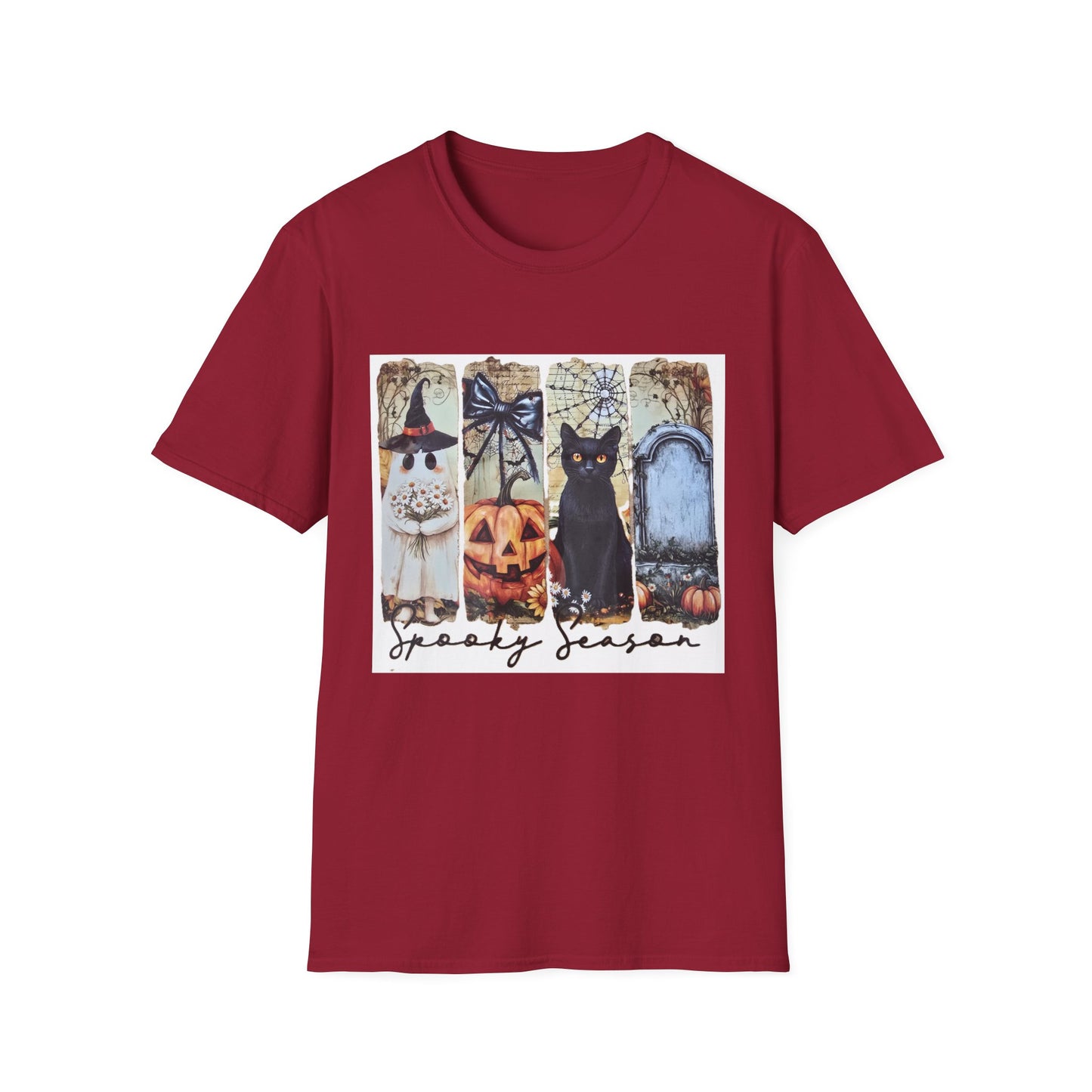 Spooky Season Cat T-Shirt, Halloween Tees, Unisex Softstyle Tee, Fall Fashion, Cute Halloween Shirt, Cat Lover Gift