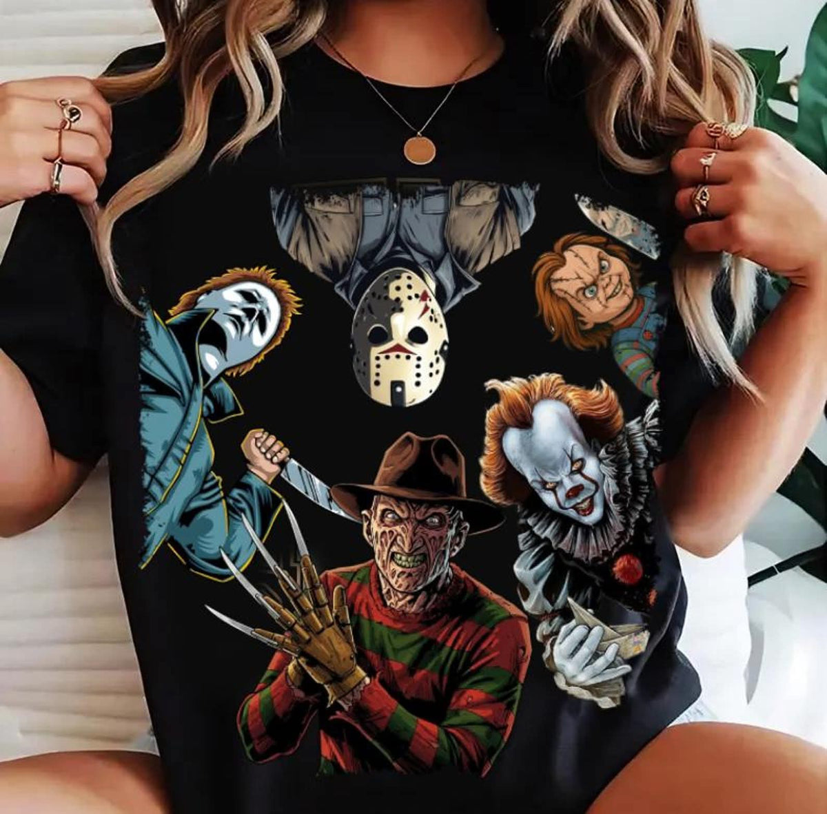 Color Horror Character Collage – Tee, Sweatshirt & Hoodie