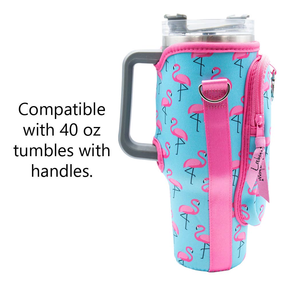 40 oz Tumbler "Handle" Bag - Flamingos