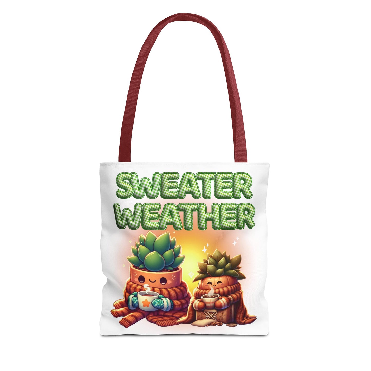 Sweater Weather Tote Bag | Cute Fall Carryall, Gift for Plant Lovers, Autumn Accessory, Eco-Friendly Shopping Bag, Seasonal Decor