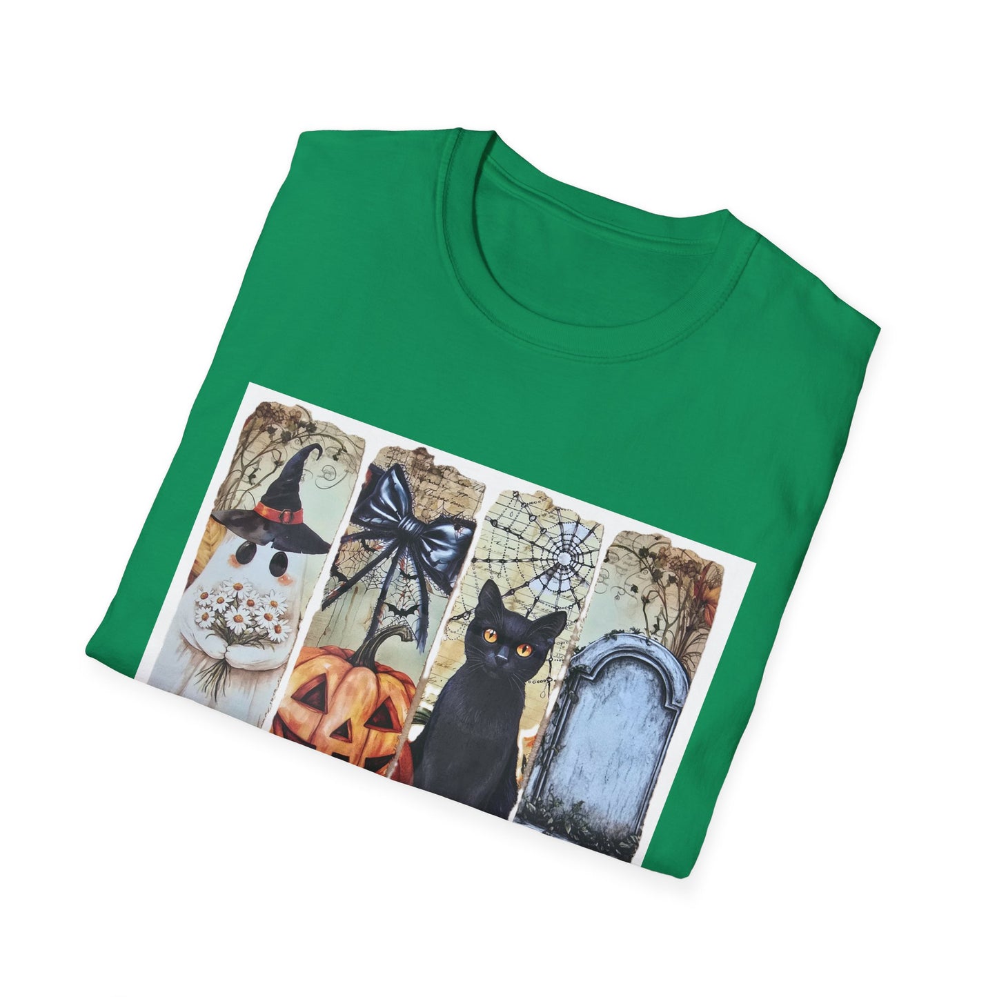 Spooky Season Cat T-Shirt, Halloween Tees, Unisex Softstyle Tee, Fall Fashion, Cute Halloween Shirt, Cat Lover Gift