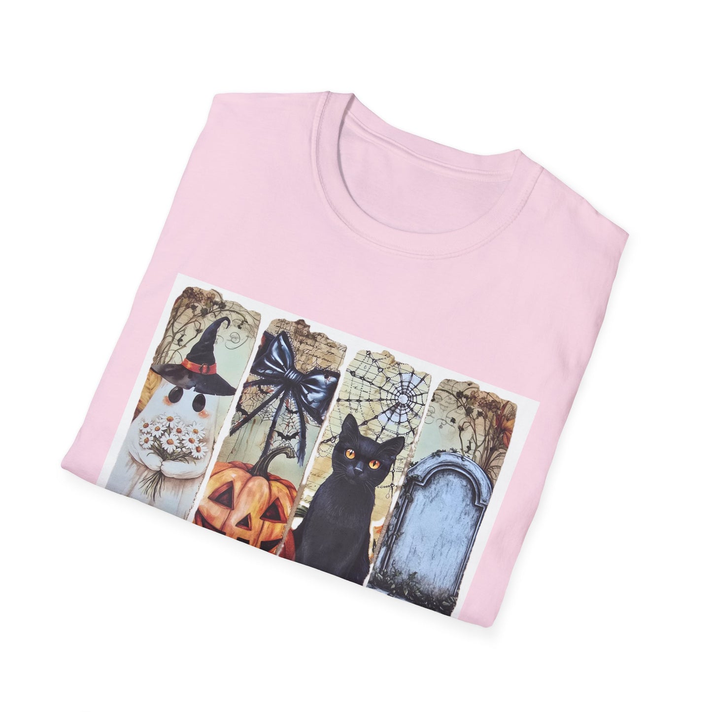 Spooky Season Cat T-Shirt, Halloween Tees, Unisex Softstyle Tee, Fall Fashion, Cute Halloween Shirt, Cat Lover Gift