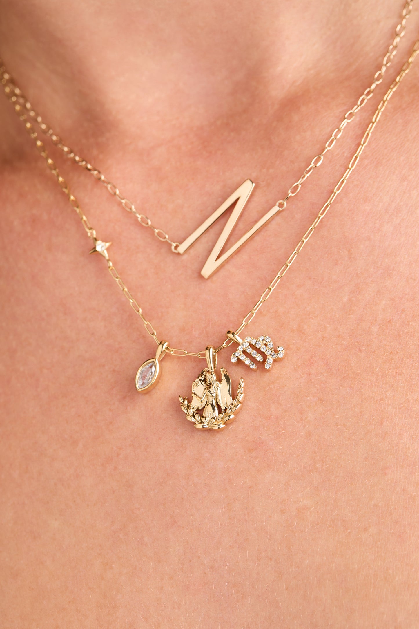 Virgo Zodiac Charm Cluster Necklace