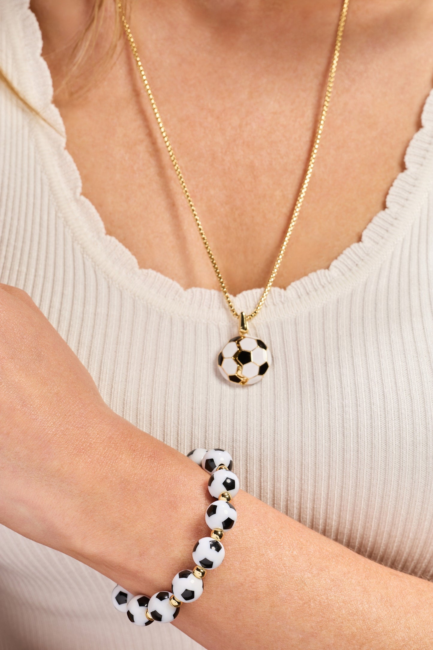 Soccer Oversized Beaded Bangle