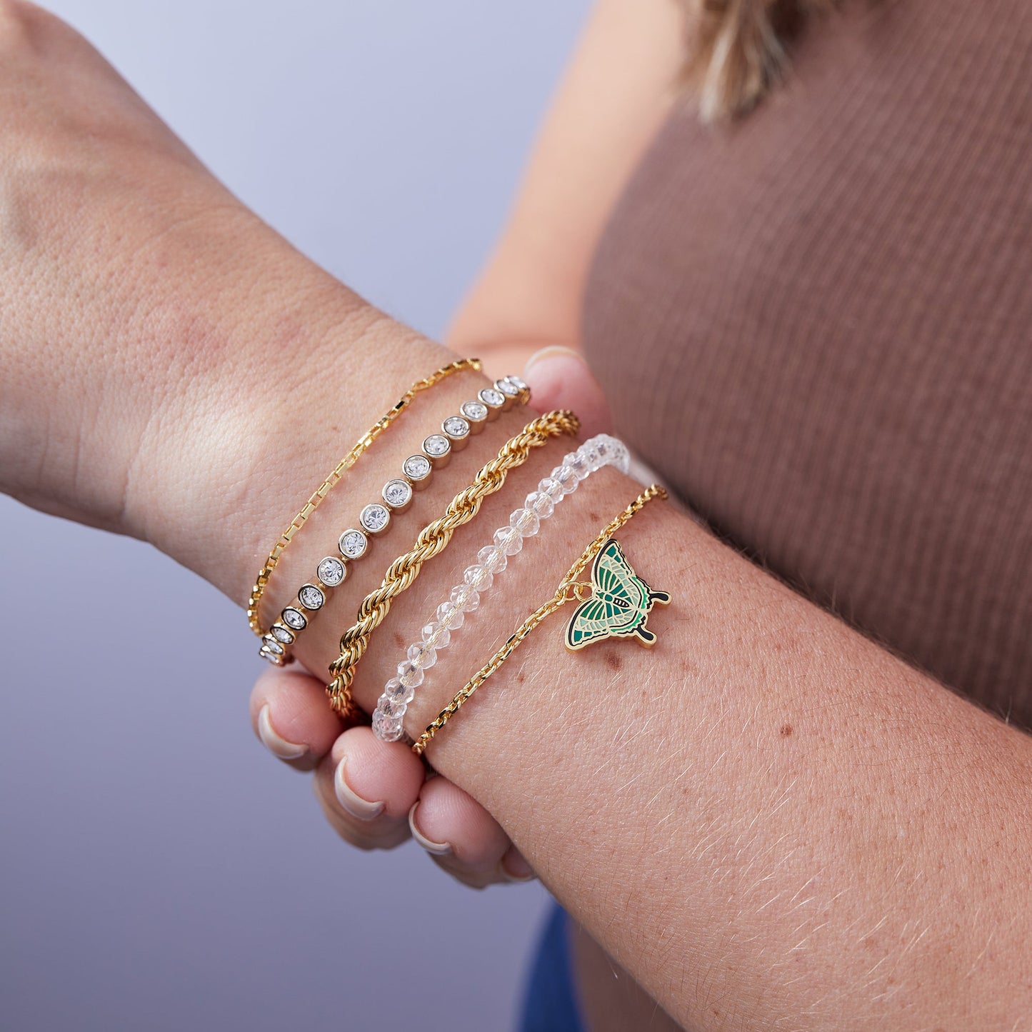 Emerald Swallowtail Butterfly Charm Bracelet