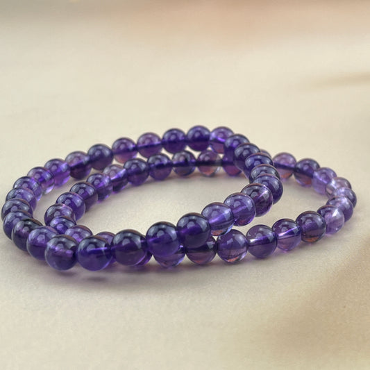 Natural 6mm Amethyst Crystal Stretch Bracelets