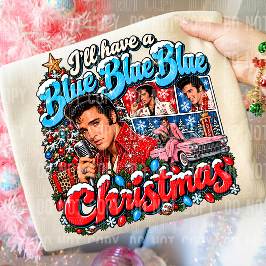 Blue Christmas Retro Collage – Tee, Sweatshirt & Hoodie