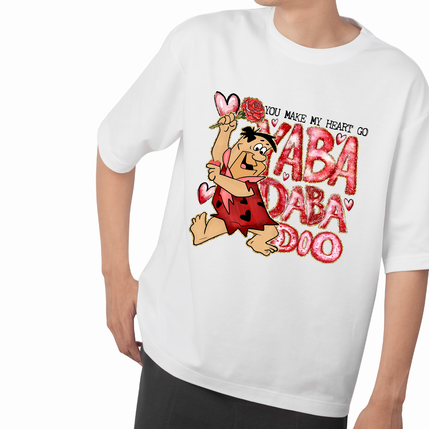 You Make My Heart Go Aba Daba Doo Valentine Shirt | Retro Cartoon Valentine Tee | Funny Valentine’s Day Graphic T-Shirt