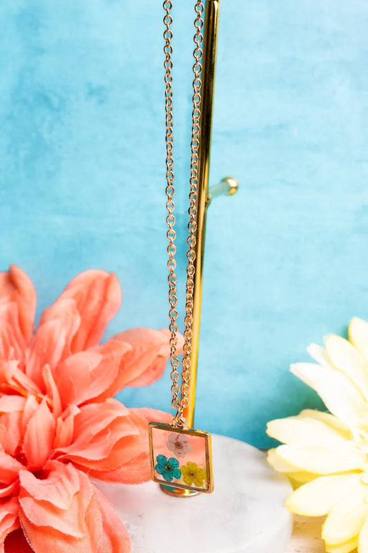 Crystal Avenue Blooming Valley Aqua Multi Goldtone Necklace