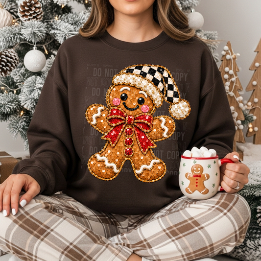 Gingerbread Faux Sequin Checkered Hat – Tee, Sweatshirt & Hoodie