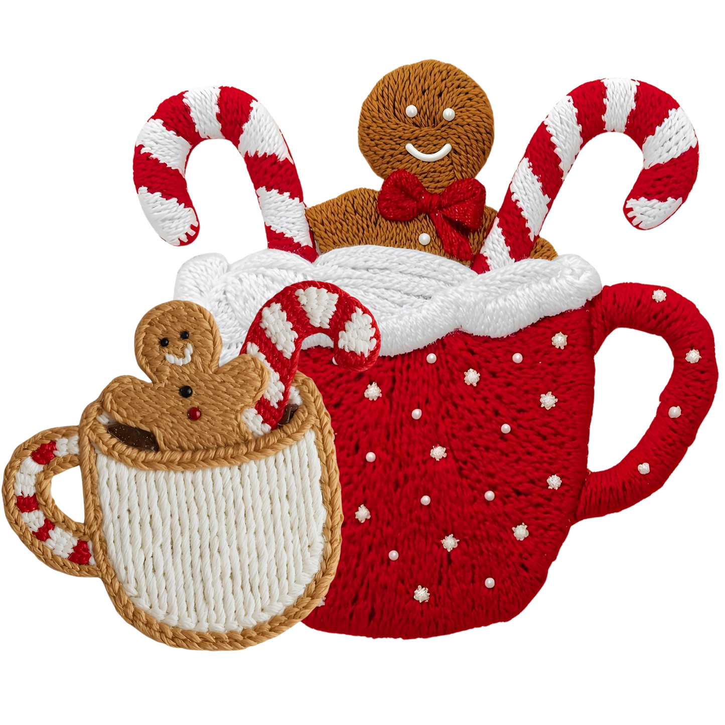 ☕ Hot Cocoa Christmas Tee – Gingerbread & Candy Cane Faux Yarn Holiday T-Shirt