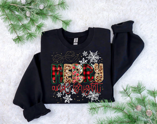 Merry and Bright Patterned Christmas – Tee, Sweatshirt & Hoodie