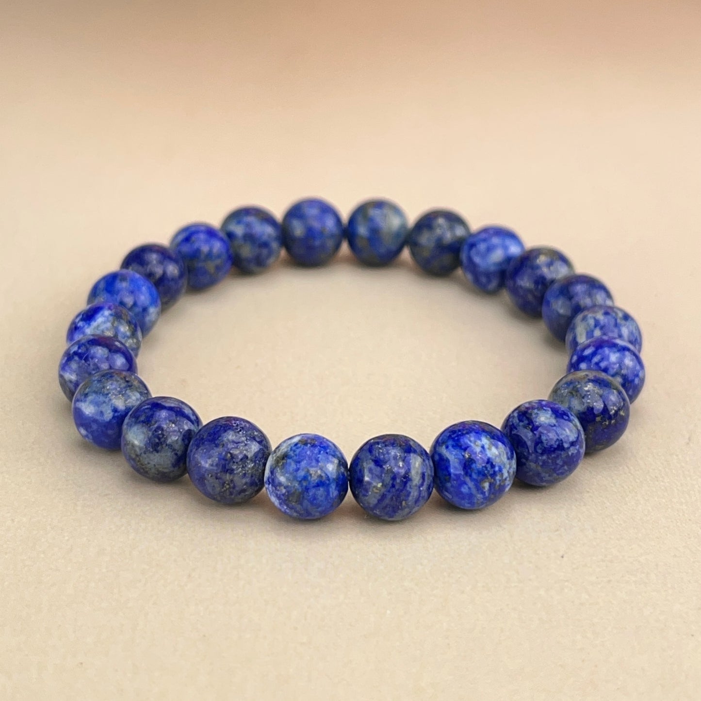 Natural 6mm Lapis Lazuli Crystal Stretch Bracelet