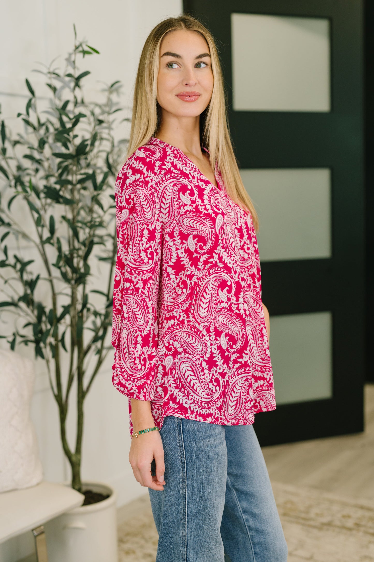 Lizzy Top in Pink Paisley