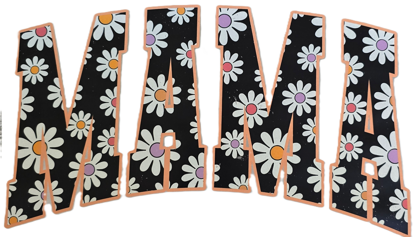 Mama Black Letters with Daisies Tshirt