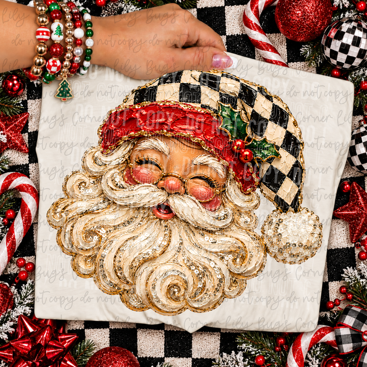 Painted Checkered Hat Santa – Tee, Sweatshirt & Hoodie