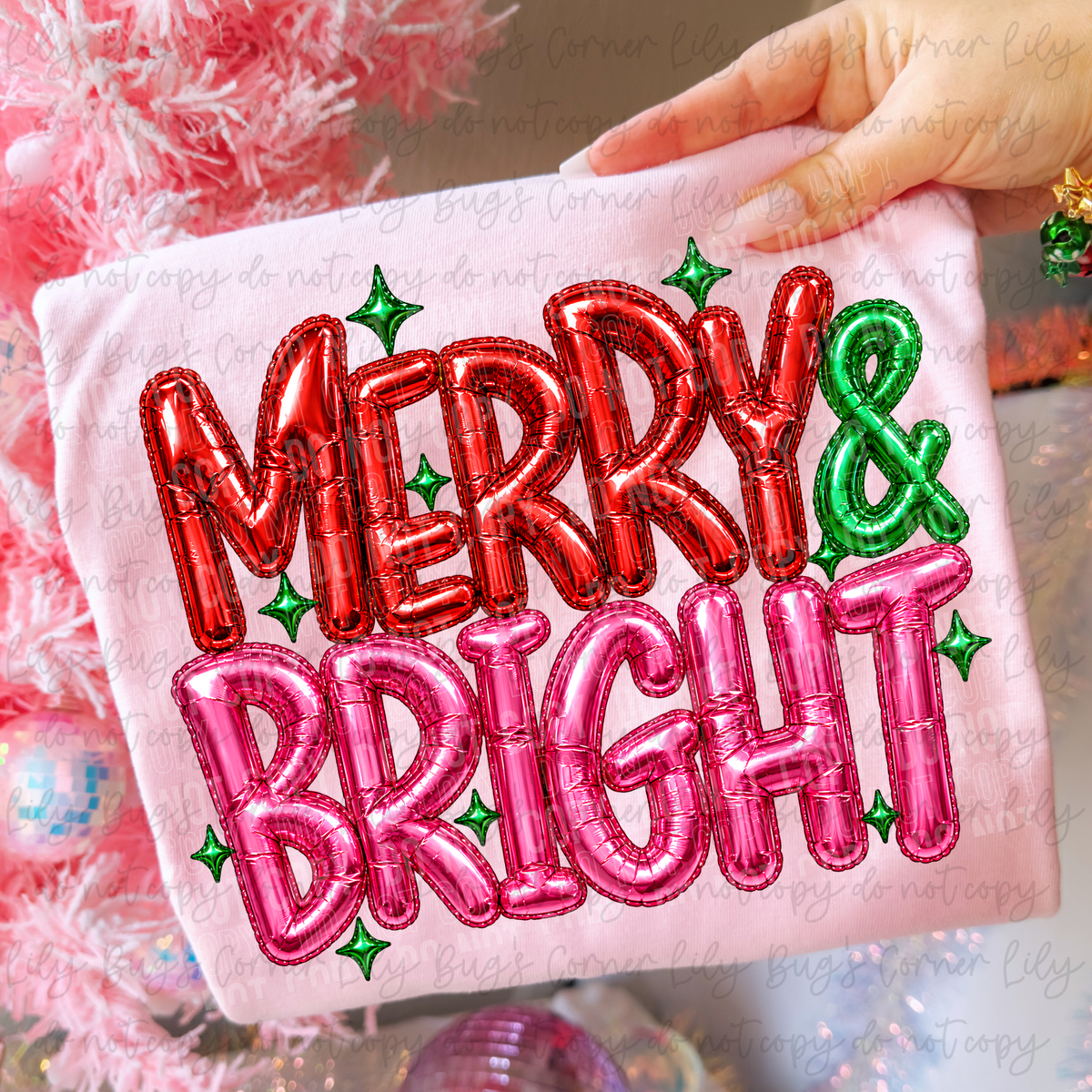 Merry and Bright Balloon Lettering – Tee, Sweatshirt & Hoodie