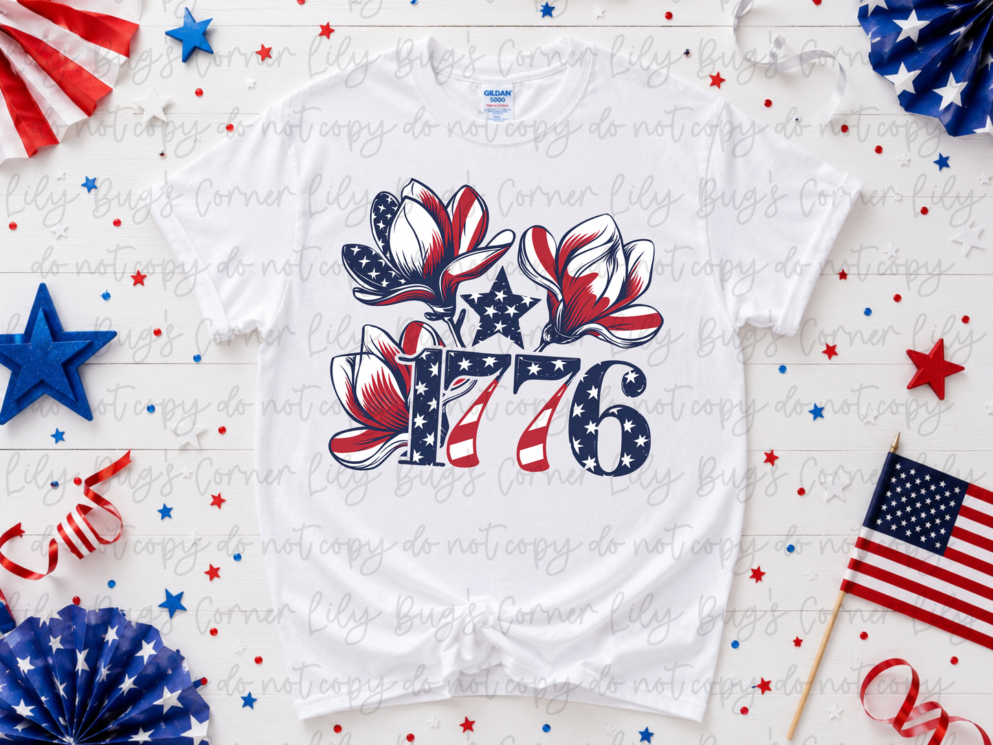 1776 Patriotic Magnolia Shirt | Southern Americana Floral Tee | Vintage Fourth of July Graphic