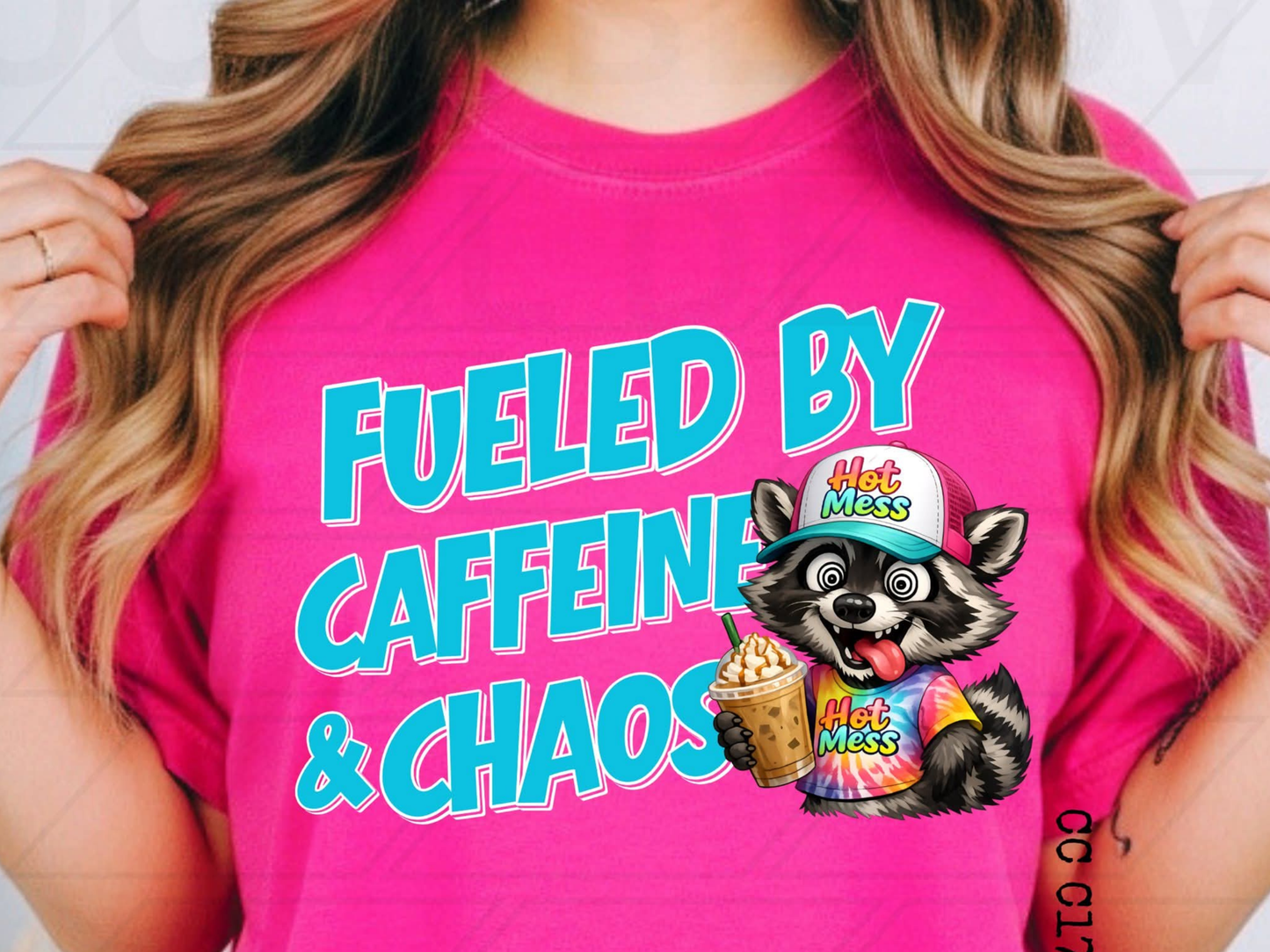 Fueled By Caffeine & Chaos Raccoon Graphic Tee