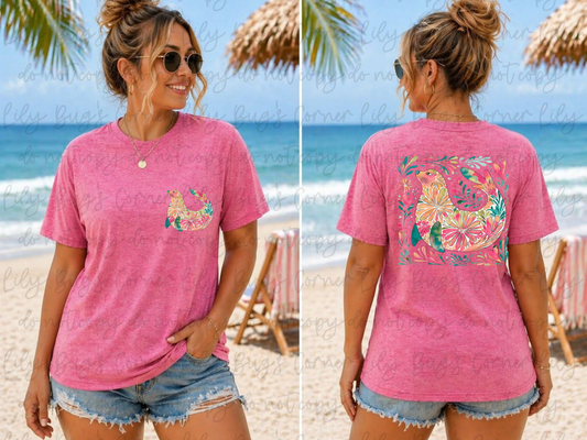 Floral Sea Otter Shirt | Cute Coastal Animal Graphic Tee | Ocean Lover Shirt | Under the Sea Collection