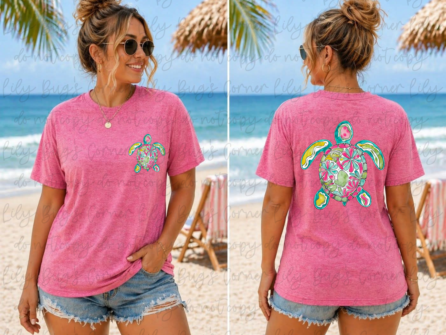 Floral Sea Turtle Graphic Tee | Under the Sea Collection