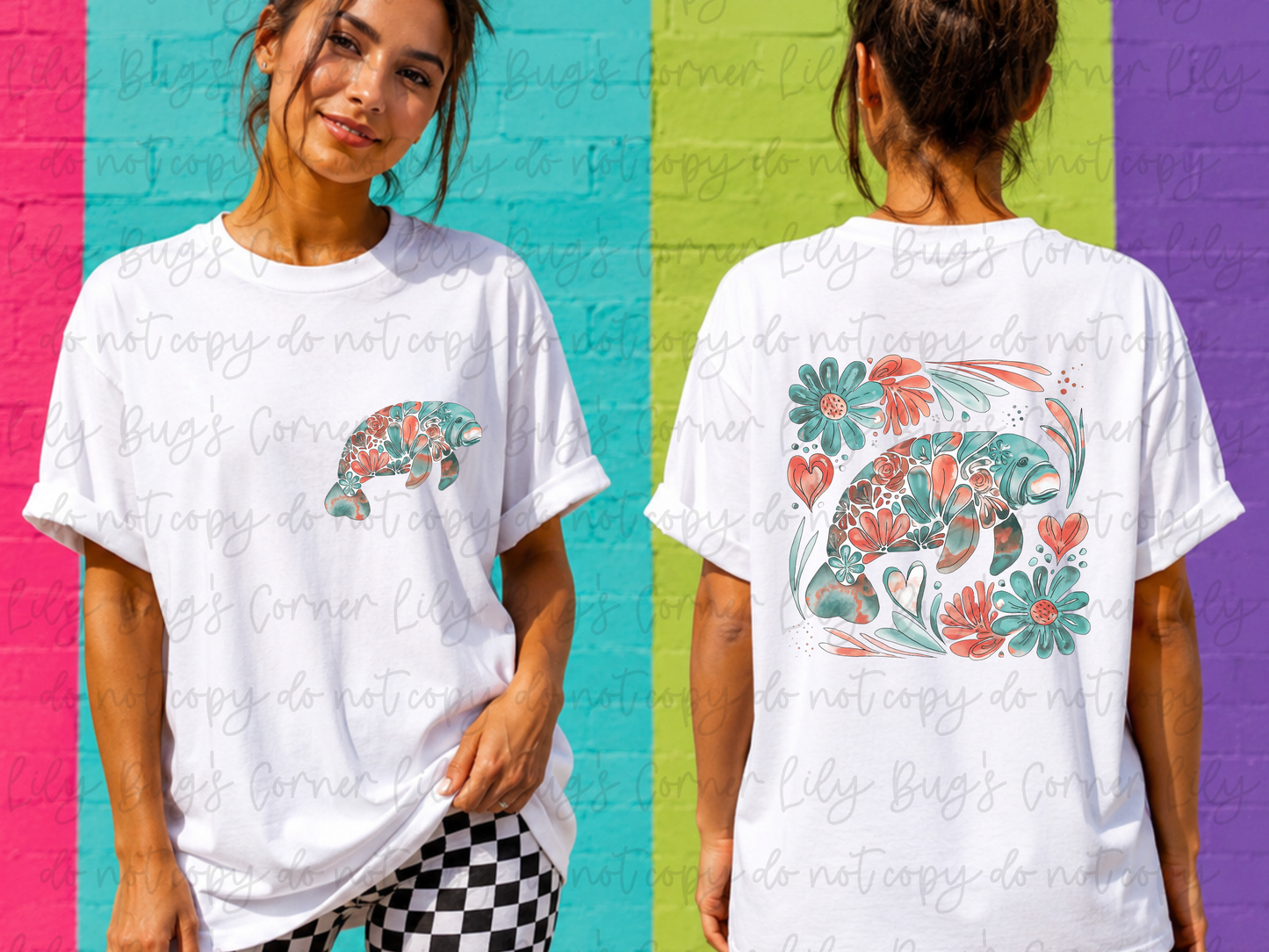 Floral Manatee Graphic Tee | Under the Sea Collection