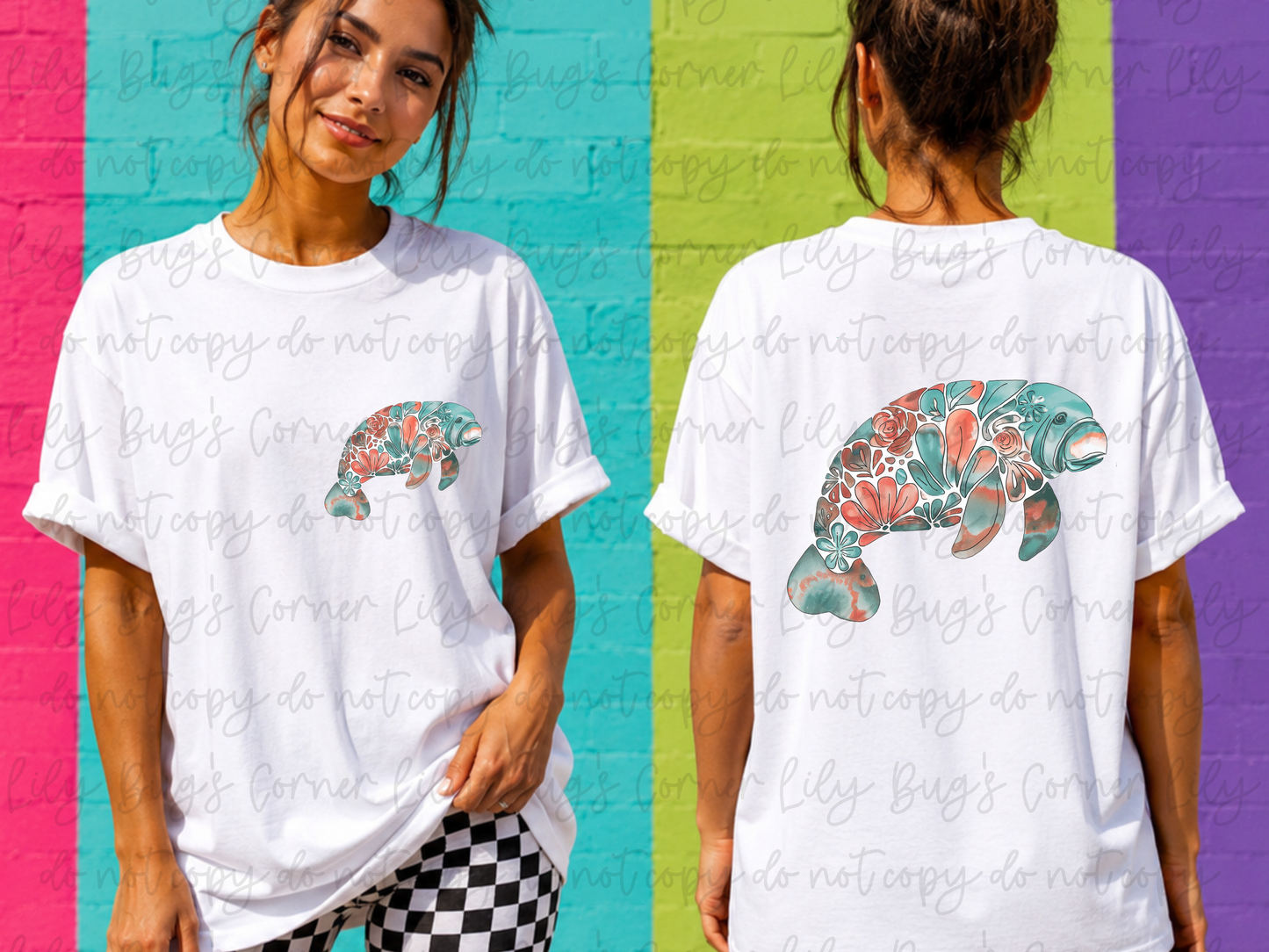 Floral Manatee Graphic Tee | Under the Sea Collection