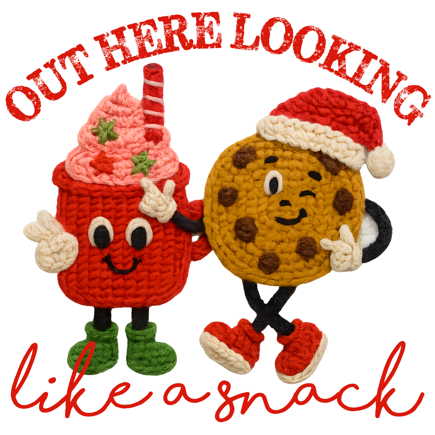 Out Here Looking Like a Snack Christmas T-Shirt | Cute Cookie & Cocoa Holiday Tee | Funny Festive Graphic Shirt