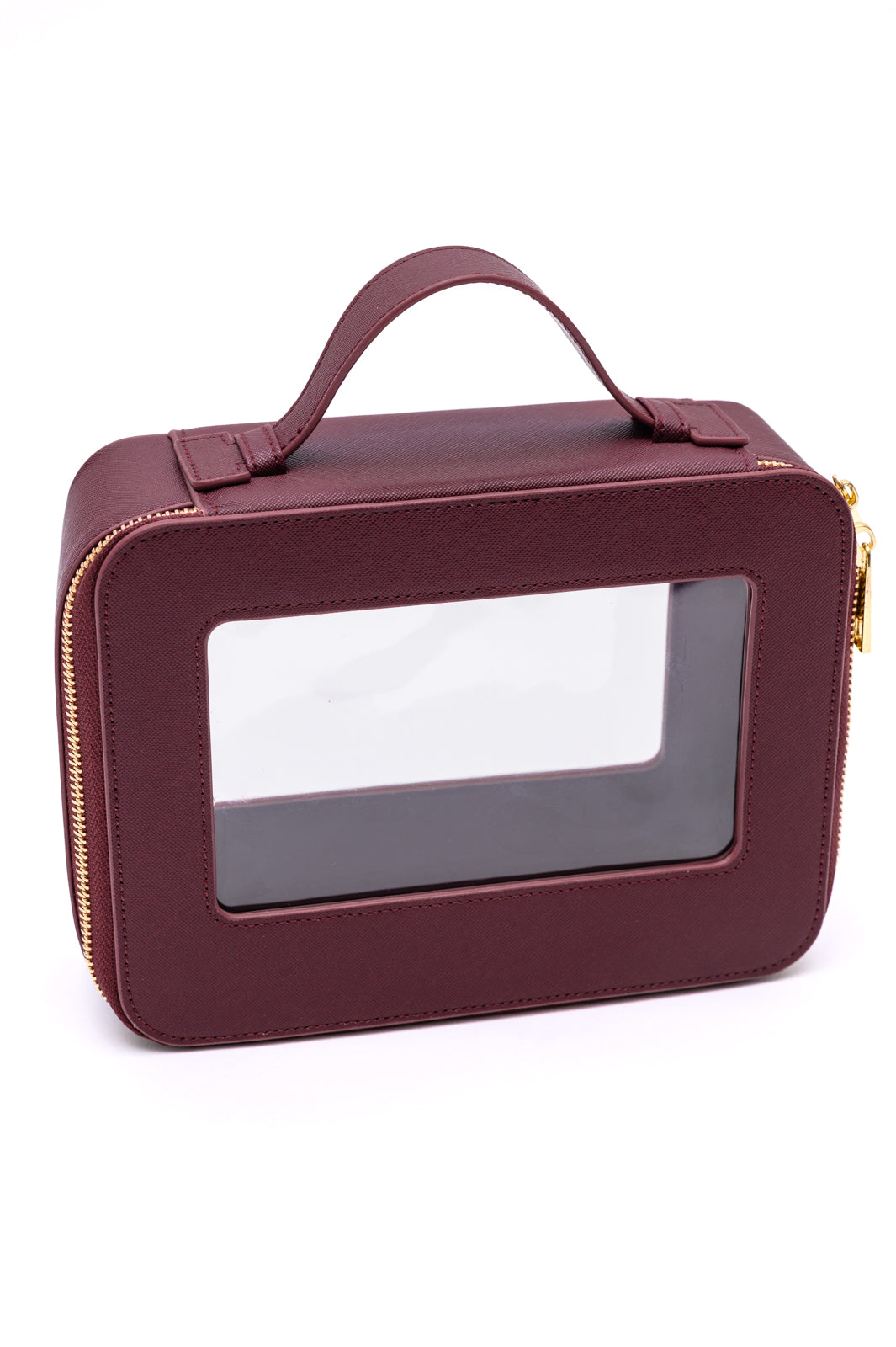 PU Leather Travel Cosmetic Case in Wine