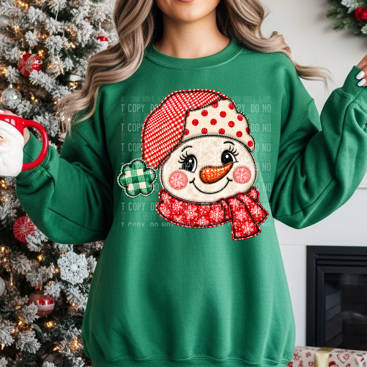 Patchwork Snowman Faux Embroidery – Tee, Sweatshirt & Hoodie