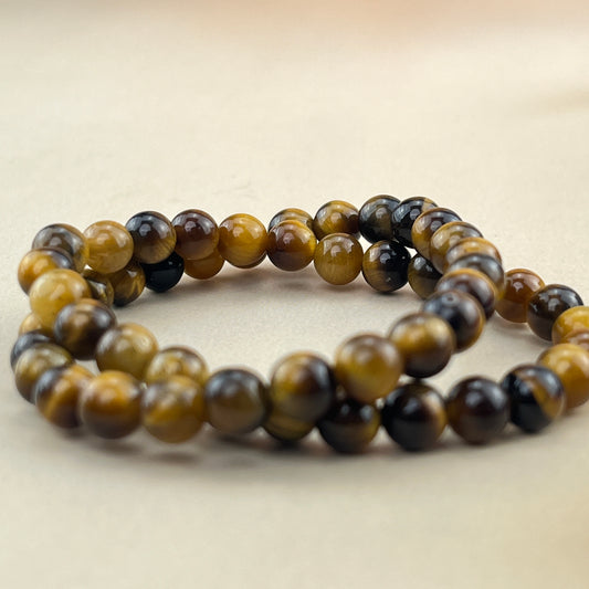 Natural 6mm Tiger Eye Crystal Stretch Bracelet