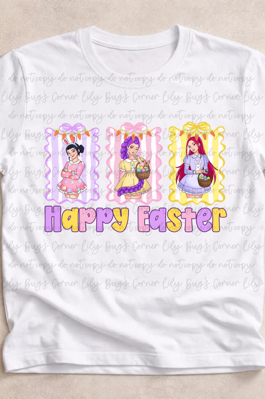 Happy Easter Girls T-Shirt | Cute Easter Bunny Graphic Tee
