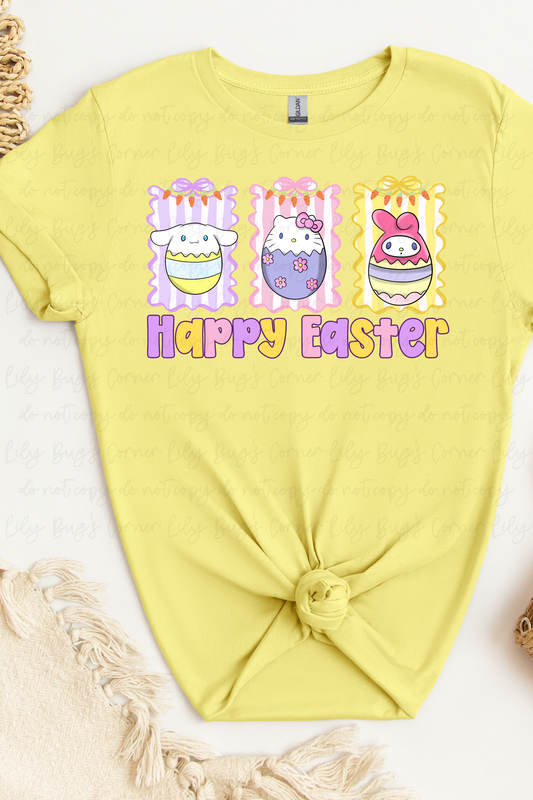 Sanrio Happy Easter Graphic T-Shirt | Cute Kawaii Easter Egg Tee | Spring Holiday Shirt