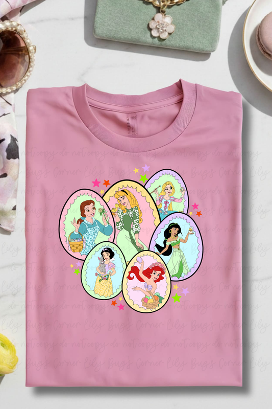 Princess Easter Egg Graphic T-Shirt | Fairy Tale Easter Tee | Spring Princess Holiday Shirt