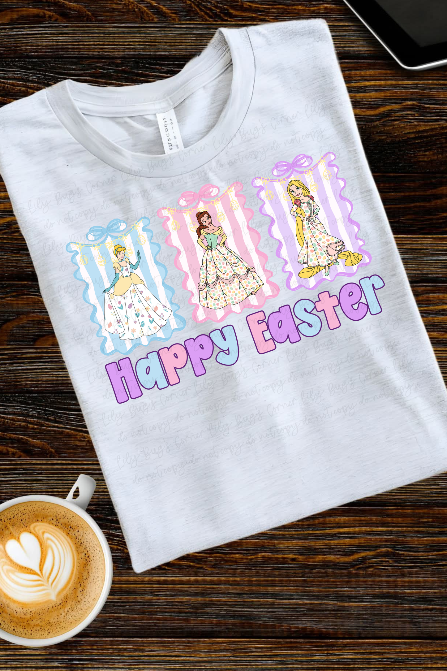 Fairy Tale Princess Happy Easter Graphic T-Shirt | Spring Royal Easter Tee | Princess Holiday Shirt