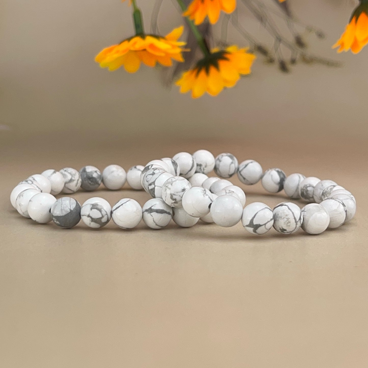 Natural 6mm White Howlite Crystal Stretch bracelet