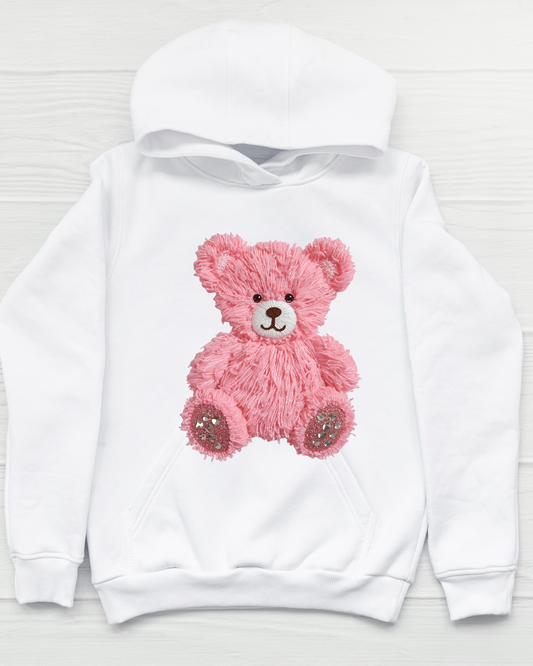 Pink Teddy Bear Hoodie – Cute Valentine Bear Graphic Sweatshirt