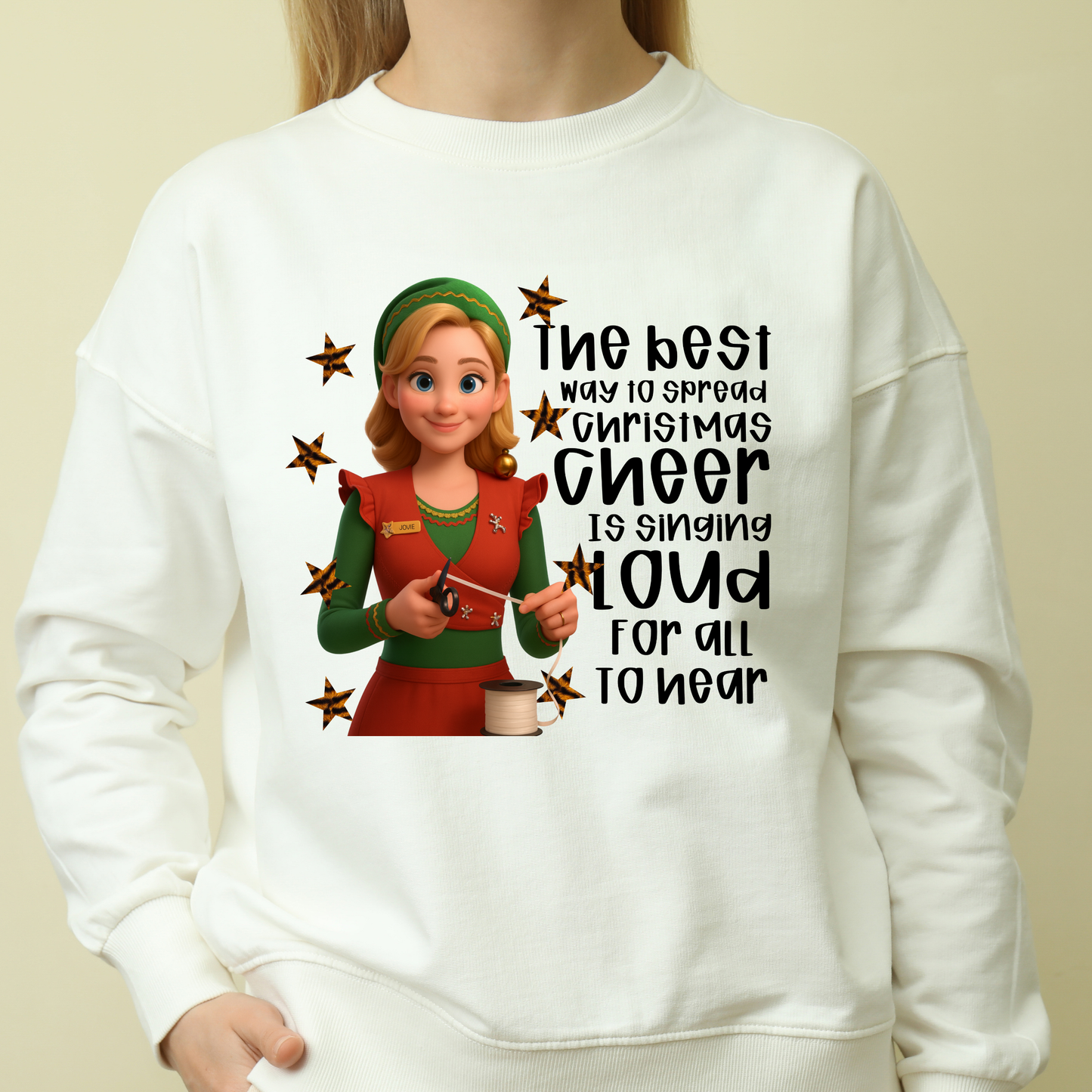 Jovie the Christmas Cheer Elf T-Shirt | Cute Holiday Helper Tee | Festive Christmas Spirit Shirt