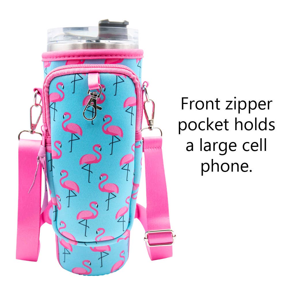 40 oz Tumbler "Handle" Bag - Flamingos