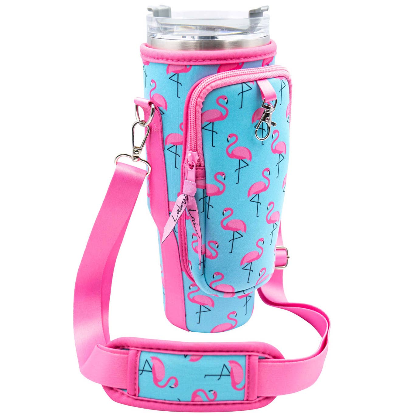 40 oz Tumbler "Handle" Bag - Flamingos