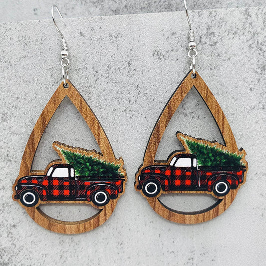 Water Drop Wooden Earrings