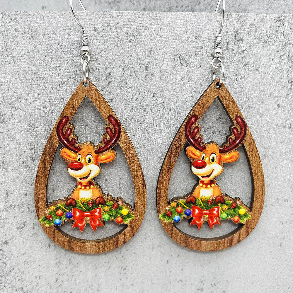 Water Drop Wooden Earrings