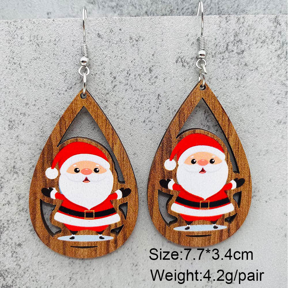 Water Drop Wooden Earrings