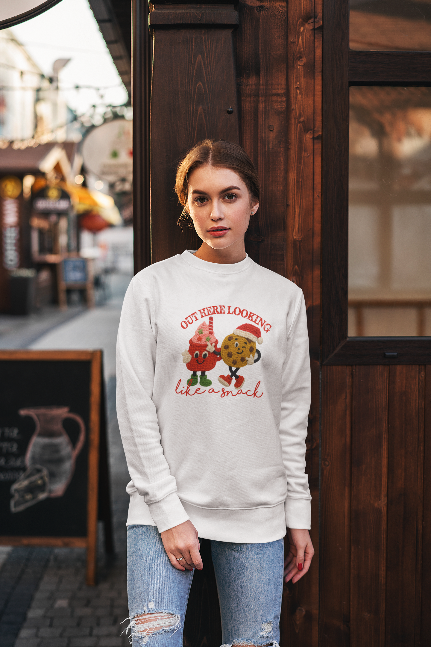 Out Here Looking Like a Snack Christmas T-Shirt | Cute Cookie & Cocoa Holiday Tee | Funny Festive Graphic Shirt