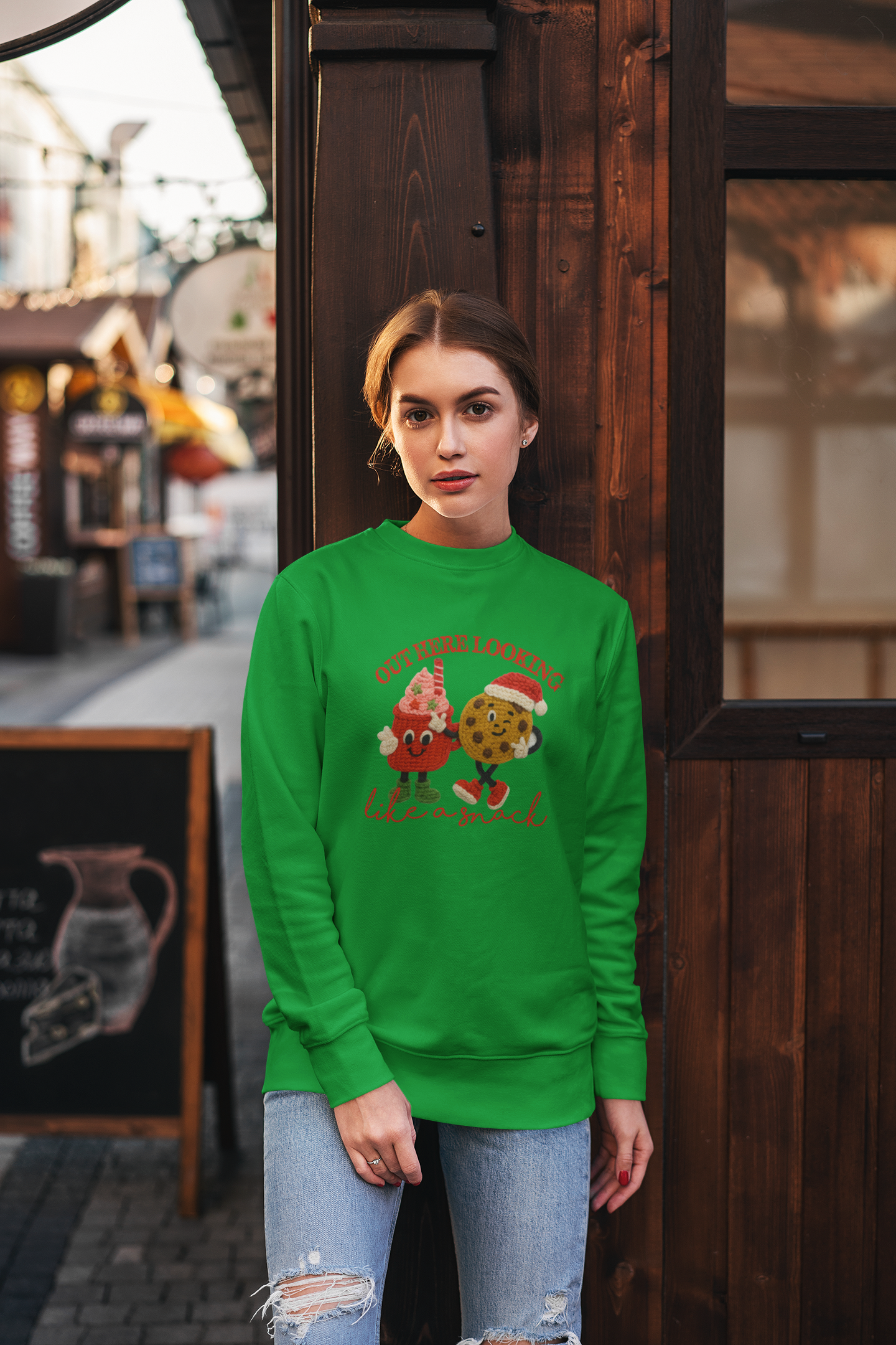 Out Here Looking Like a Snack Christmas T-Shirt | Cute Cookie & Cocoa Holiday Tee | Funny Festive Graphic Shirt
