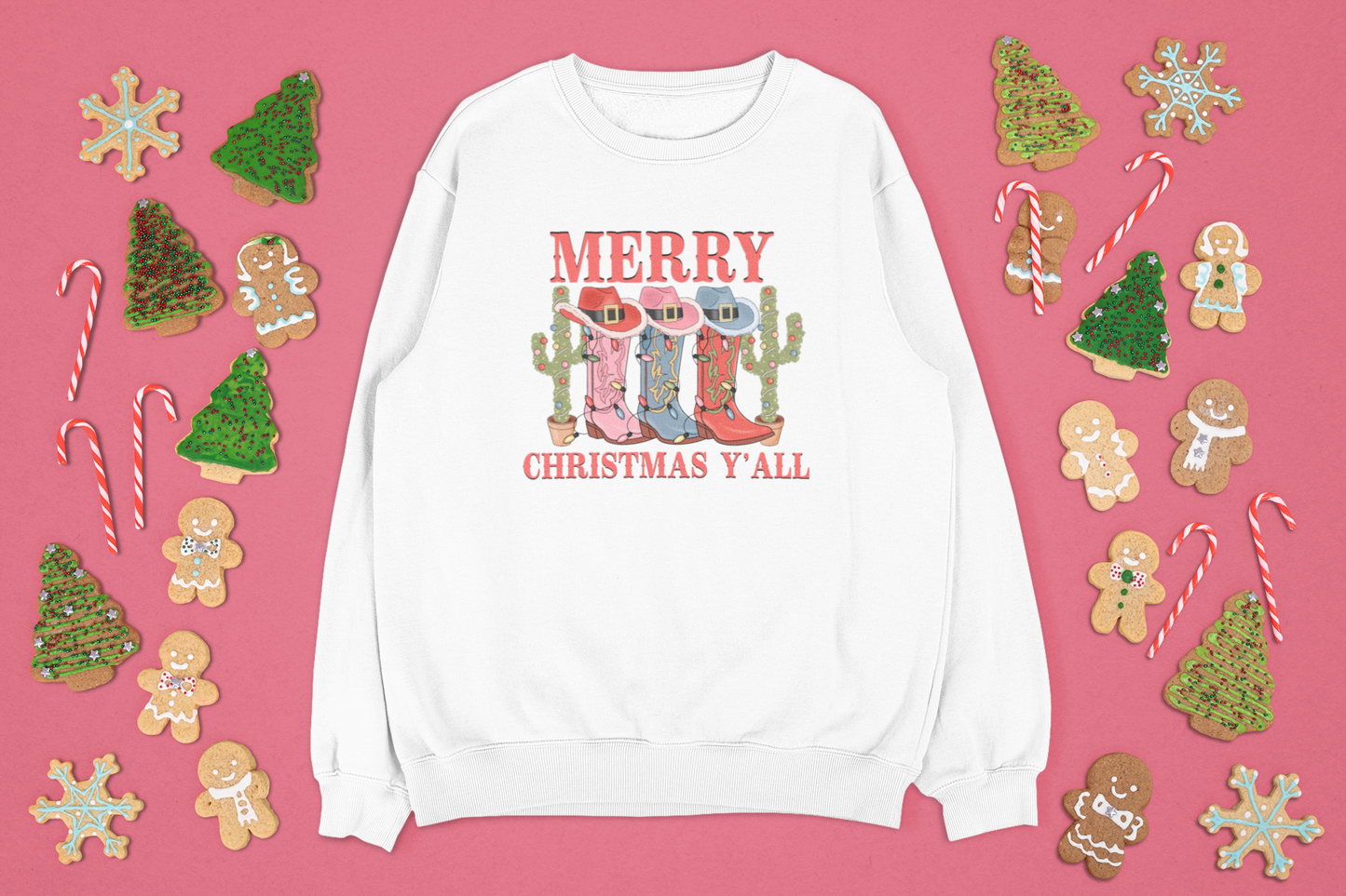 Merry Christmas Y’all T-Shirt | Western Cowboy Boot Holiday Tee | Country Christmas Graphic Shirt