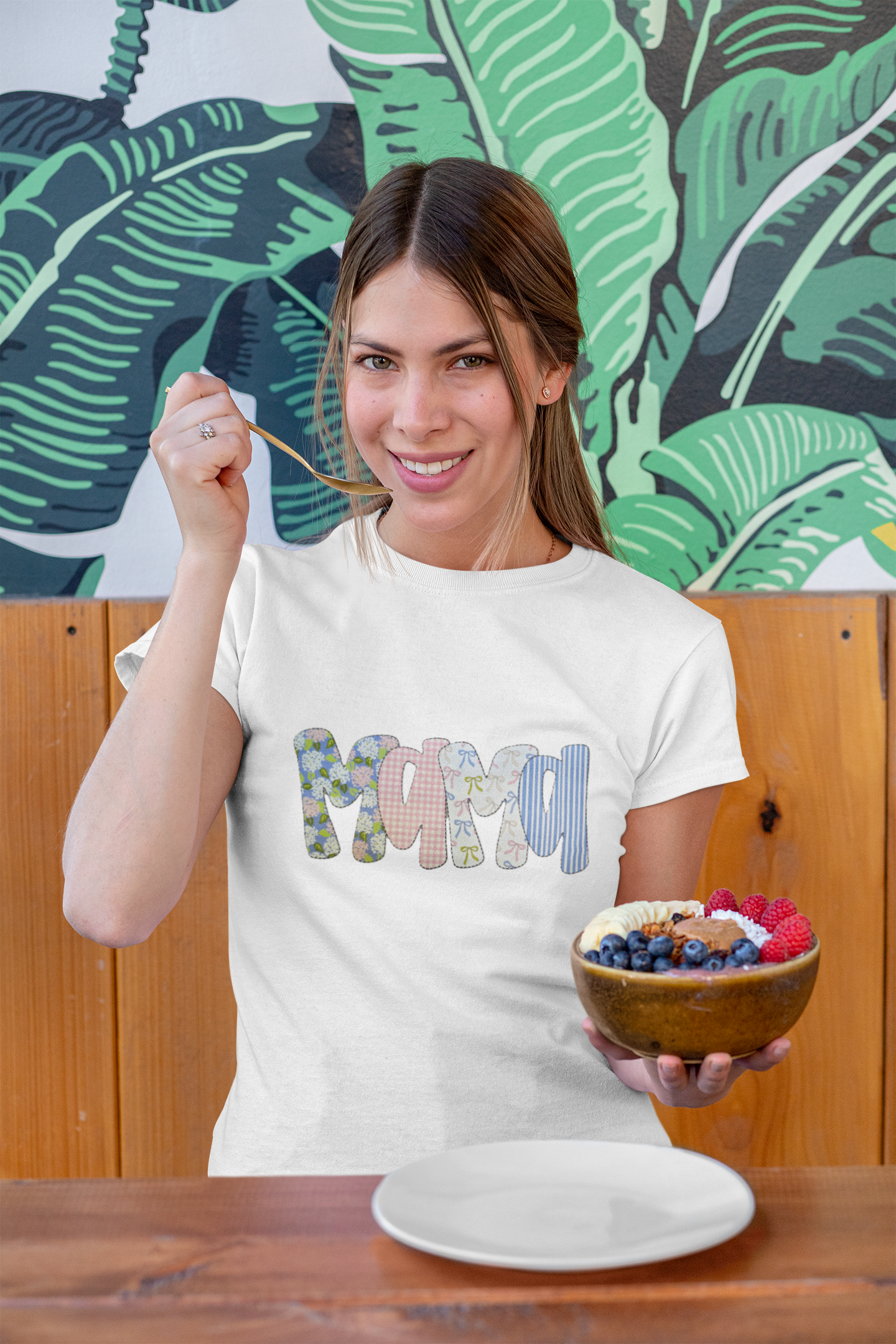 Mama in Stipes, Flowers, and Bows Tshirt