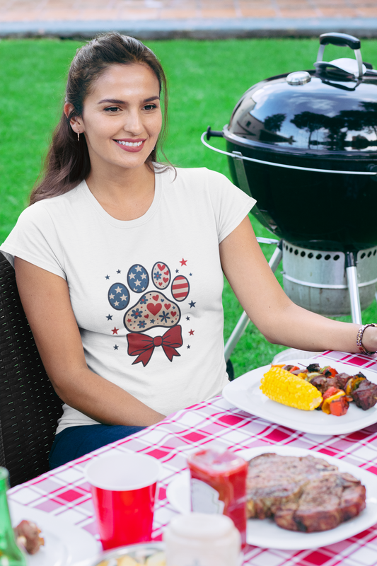 Dog Paw 4th of July Tshirt